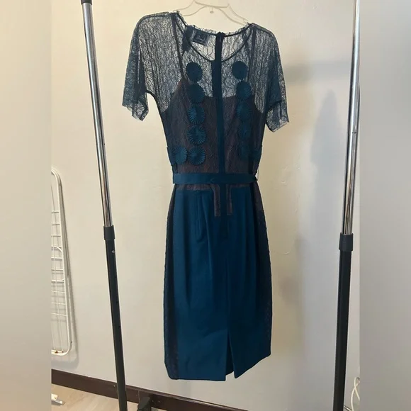 Byron Lars Teal Lace Midi Dress - Picture 2 of 2